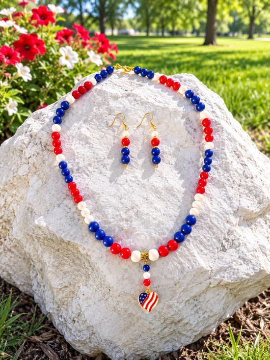 Patriotic Festive Jewelry Set/Handcrafted Jewelry Set