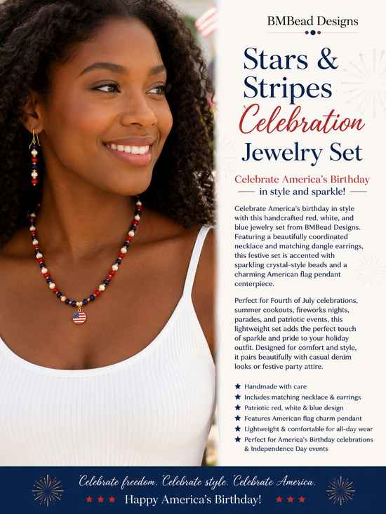 Handmade Beaded Jewelry/Stars & Stripes Celebration Jewelry Set