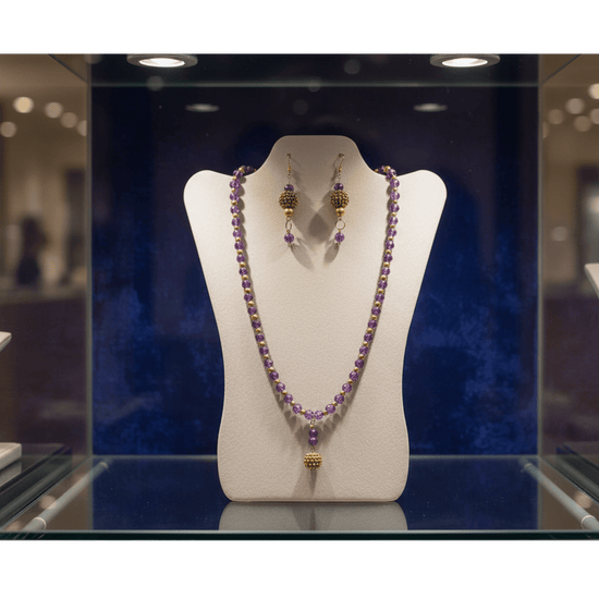 22.5" Purple Chandelier Necklace & Earring Set