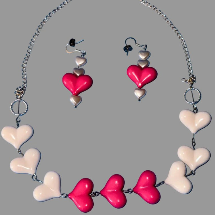 kids heart necklace and earring set