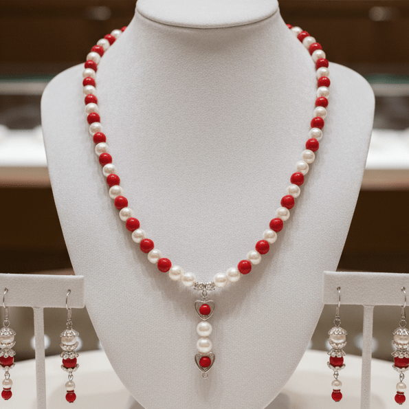 Classy necklace set with heart pendant