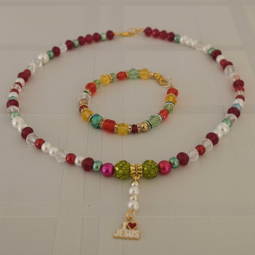 Colorful gemstone Jesus Pendant