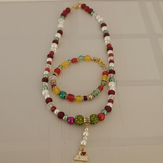 Colorful gemstone Jesus Pendant